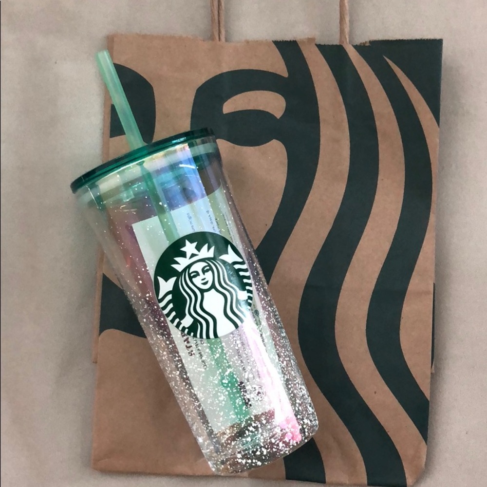 Starbucks Christmas snow glass tumbler nwt